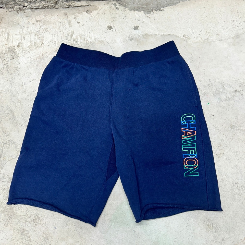 Champion Reverse Weave Navy Blue Sweat Shorts Large Embroidered‎ Logo Athletic